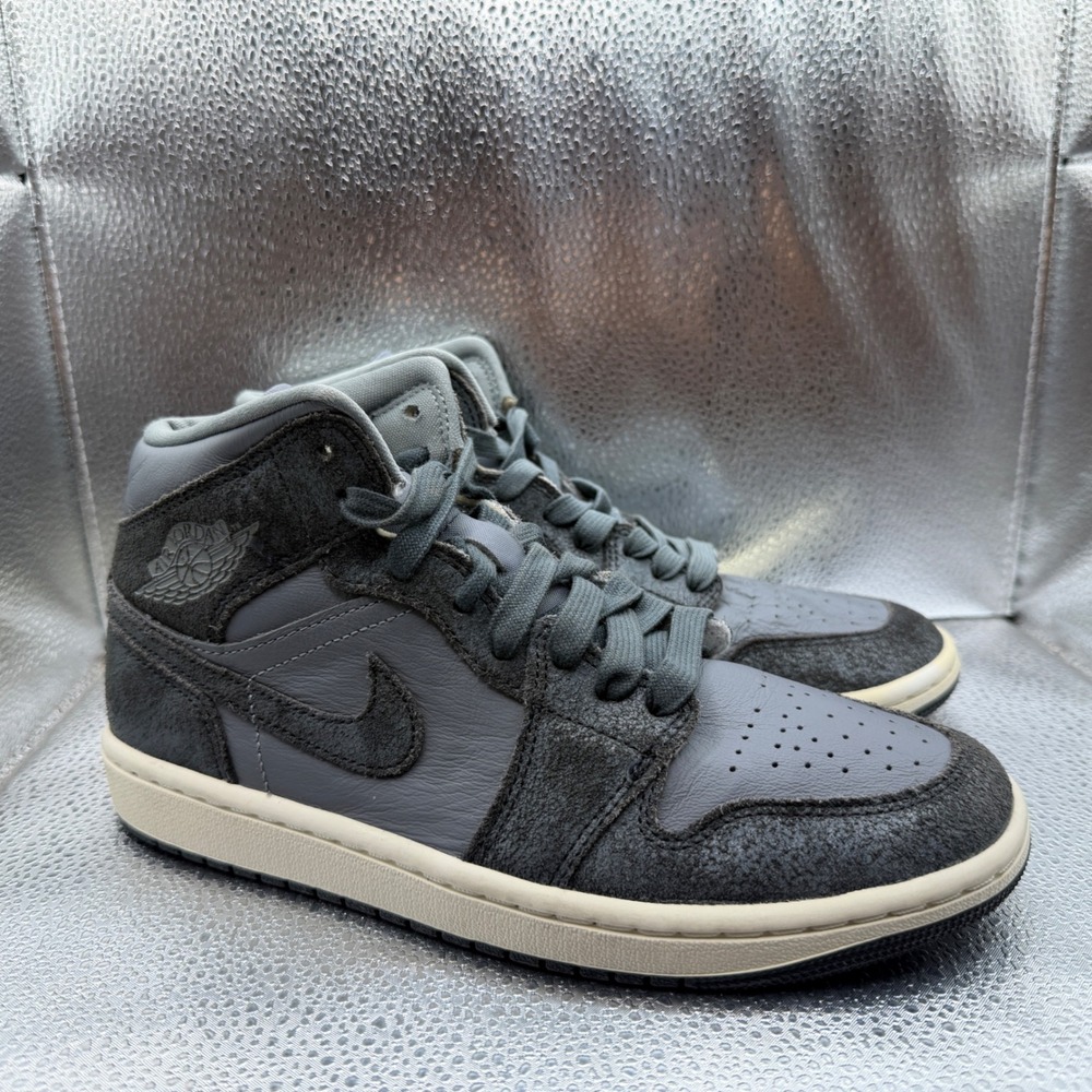 Size 7.5 Air Jordan 1 Mid SE Craft Women Anthracite Grey Excellent FJ3448-001